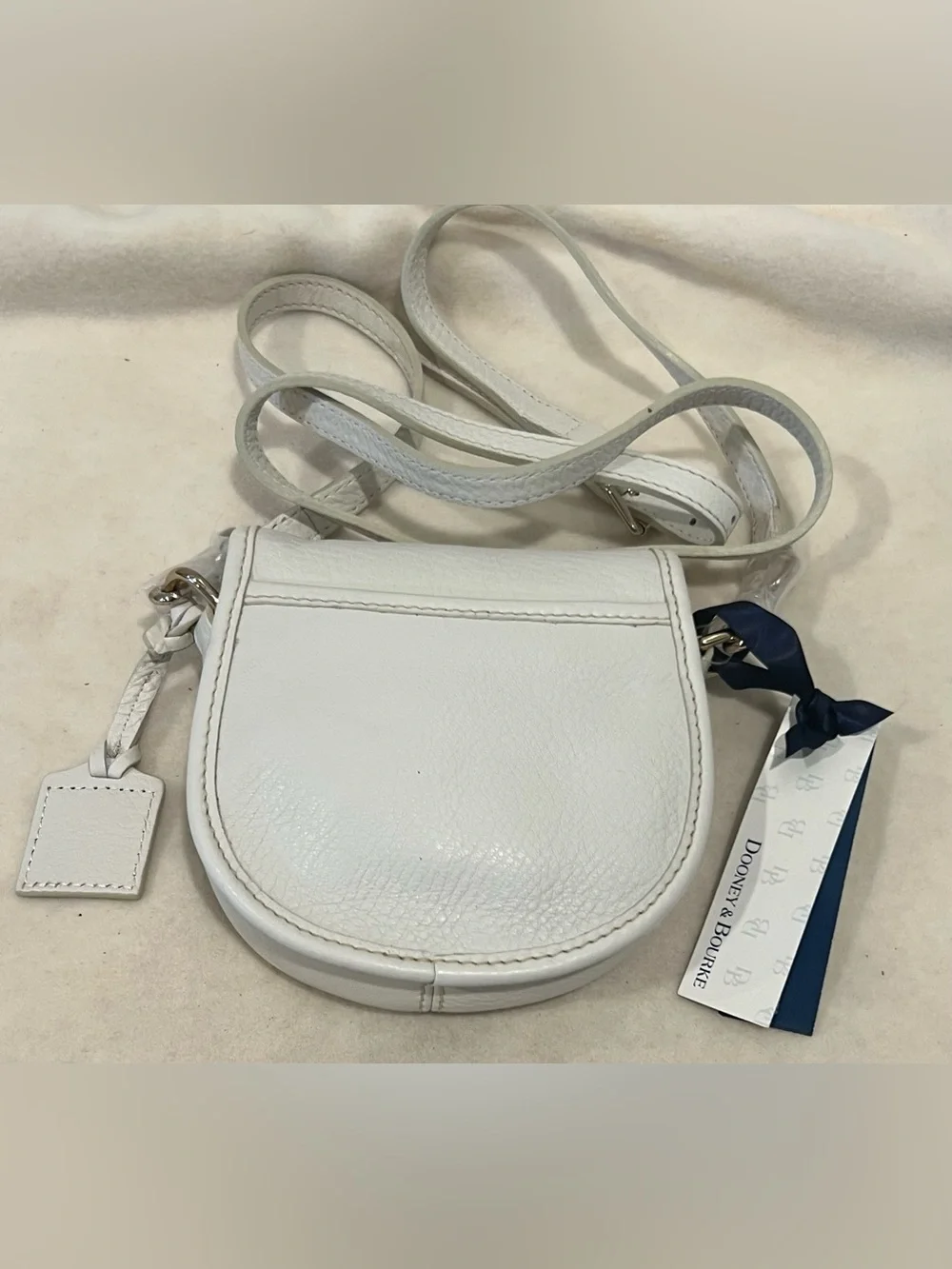 Dooney & Bourke White Pebbled Leather Saddle Crossbody NWT